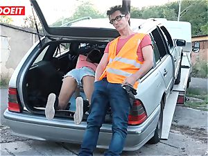 LETSDOEIT - teenage plows elder stud For Free Car Repair