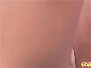 amateur Beach naturist hidden cam - Close Up smooth-shaven gash
