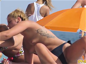 hot bathing suit teenagers panty sans bra voyeur Spy Beach