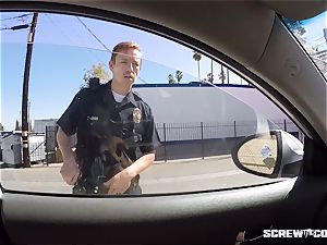 CAUGHT! ebony female gets splooged deepthroating off a cop
