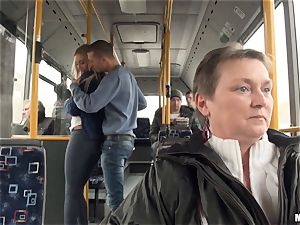 Lindsey Olsen fucks her guy on a public bus